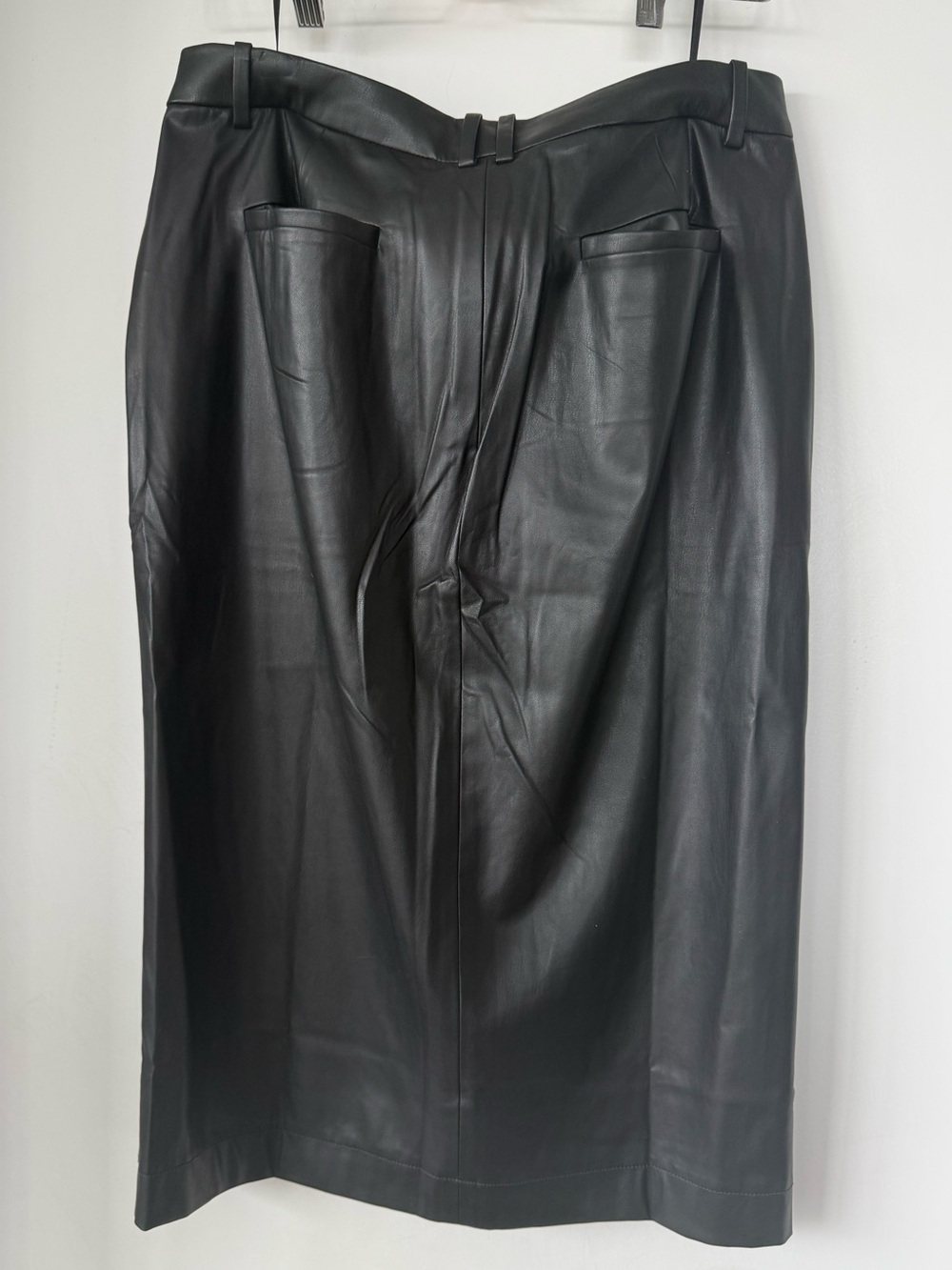 J.CREW Black Faux Leather Skirt with Hot Pink Nails Accent - Picture 2 of 8